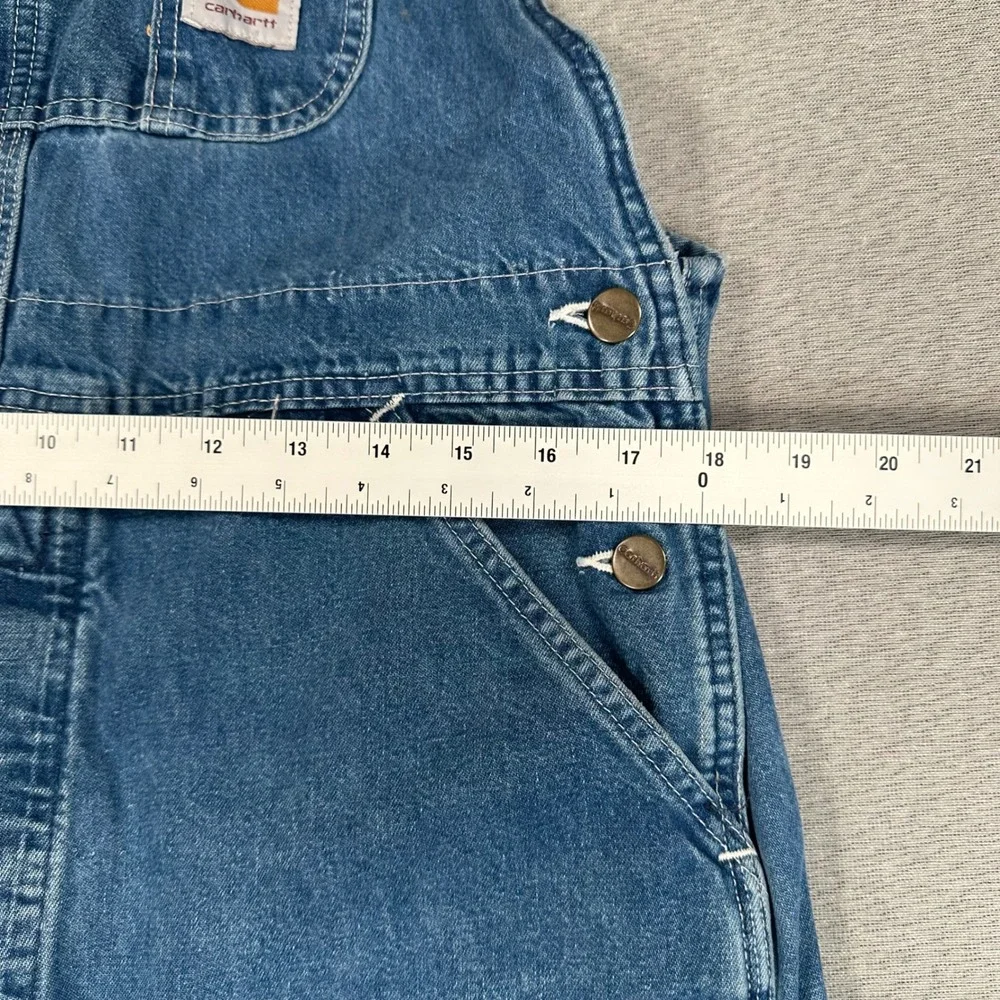 VTG Carhartt R07DST Denim Bib Overalls Mens 36x32 Blue Made in USA Distressed